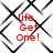 Red text 'Life. Get One!' overlaid on a black and white geometric pattern with shifting diamond shapes.