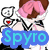 Pixelated anime-style character with brown hair and pink bow, wearing black-and-white outfit with red heart symbol on chest.