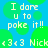 Blue background with green circles, white text reading "I dare u to poke it!!" and "+3+3 Nick" repeated in a pattern