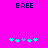 Bright pink background with dark blue 'BREE' text at top, cyan and purple pixelated flower shapes arranged in two below