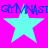 Cyan stars and blue text on a bright pink background with pixelated edges.
