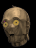 Animated sequence of a metallic humanoid head with yellow eyes, showing subtle facial expression changes against a black background.