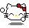 Pixel art of a white cat with red bow, yellow nose, and closed eyes in four variations showing different limb positions.