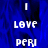 Blue background with white pixelated text reading 'I LOVE PERU' in two vertical , one partially obscured by a gray rectangle