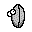Pixelated gray oval icon with white eyes; red section appears in middle frame, then shifts to left side in subsequent frames.