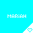Pixelated cyan background with repeated white text 'MARIAN' above triangular shapes containing heart symbols.