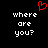 Red pixelated heart symbol above white pixelated text 'where are you?' repeated twice on black background.