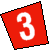 Red triangular shape with black outline containing white number 3, pixelated rendering on white background.