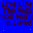Blue background with repeated dark purple text phrases and scattered pink dots, static image.