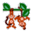 Two orange cartoon figures with brown limbs and tails stand beneath a green leafy branch against a gray background.