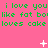 Green pixelated text repeats 'i love you i love you like fat boi loves cake' on a pink background with white star-like symbols.