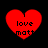 Four red heart-shaped icons with black text 'i love matt' arranged in a on a black background, each displaying slight variations in pixelation and alignment