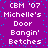 Static pixel art image with purple background and blue dots, displaying repeated text in white pixelated font.