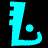 Two cyan pixelated L-shaped symbols with small circular dots on a black background, displayed as a contact sheet of two frames.