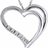 A heart-shaped pendant with a chain on the left, and yellow text reading "I never believed it was possible" on a solid orange background.