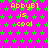 Static image with bright pink background covered in green star patterns, displaying repeated yellow text "Abby1 is cool" in pixelated font.