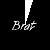 Black and white pixelated text repeats 'Brat' across a with partial phrases 'That's what I am' in the lower section