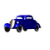 Animated sequence of a blue vintage car viewed from multiple angles against white backgrounds.