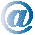 A contact sheet of 25 animated frames showing a single @ symbol icon in various color gradients, arranged in a 5x5 grid with gray background transparency.