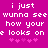 A static image with a solid magenta background displays white pixelated text reading "i just wunna see how your e looks on" followed by five pink plus signs.