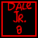 A two-frame contact sheet of a pixelated animated buddy icon with red text on black and solid red backgrounds.