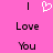 Pixelated pink background with vertical black lines on both sides, a white heart symbol above, and 'Love You' text below in black and purple pixelated fonts.
