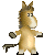 Pixelated cartoon donkey in two side-by-side animation frames with slight pose differences against a gray background.