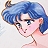 Pixelated anime-style character with blue hair, light skin, and a neutral expression, cropped to show head and shoulders against a light background.