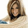 Four- shows a woman with layered brown hair in different poses: smiling while wrapped in a beige knit blanket, lying on her side with the blanket, and two side-profile views with wind-blown hair against light and gray backgrounds