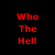Pixelated cartoon character with large eyes and a red outfit stands against black background with red text reading "Who The Hell Do You Think You Are??".