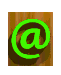 Green @ symbol and 'EMAIL ME' text on wooden background with 3D rotation effects across multiple views.