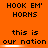 Orange background with black text repeating 'HOOK EM' HORNS' and 'this is our nation', where the phrase 'our nation' has a white horizontal line beneath it.