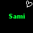Pixelated green text 'Sami' appears twice on a black background with a white pixel-art heart symbol above.