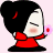A 48x48 pixel animated buddy icon featuring a cartoon character with black hair and red clothing on the left, next to green text reading "Original Icons .com" on a dark background.