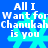 Blue background with repeated cyan snowflake shapes and white text reading 'All I Want for Chanukah is you' in four identical quadrants.