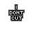 A 4x3 contact sheet of pixel art animated frames showing a text-based icon with