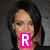 six pixelated images showing a person with dark hair and light skin, each displaying different pink text overlays on the lower face