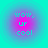 Four identical circular icons arranged in a , each displaying cyan text on a pink-to-blue gradient background