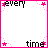25 pixelated text with pink borders, each displaying evolving song lyrics in black and purple text on white backgrounds