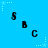 Blue background with scattered black letters S, B, C and light blue star shapes connected by dotted lines.