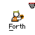 Pixelated character in orange jersey with green headband holding basketball, surrounded by basketball hoops and balls, with text 'Forth' below.