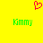 A bright yellow background features a red pixelated heart symbol above two identical green text strings reading 'Kmmy' with slight visual distortion.