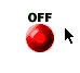 Red and green circular toggle buttons with 'OFF' and 'ON' text labels, showing cursor interactions across multiple states.