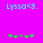 Pixelated cyan text 'Lyssa<3.' on bright magenta background with green and gray star-like shapes below.