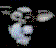 Animated sequence of a white rabbit-like figure with large ears and round eyes, holding a small ball against black background.