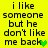 Yellow background with black pixelated text reading "i like someone but he don't like me back" and a green heart symbol, displayed in two identical vertical