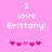 Pixelated pink background with white text "I love Brittany!" and five pink hearts below, two versions of the same design side-by-side.