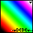 Rainbow gradient background with diagonal stripes transitions through color shifts and text animation in the bottom-left corner.