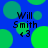 Blue background with green circles and text reading 'Will Smith <3' in black pixelated font.