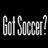 Pixelated text on black background reads 'Got Soccer?' left and 'I do.' right, with a vertical white line separating the phrases.